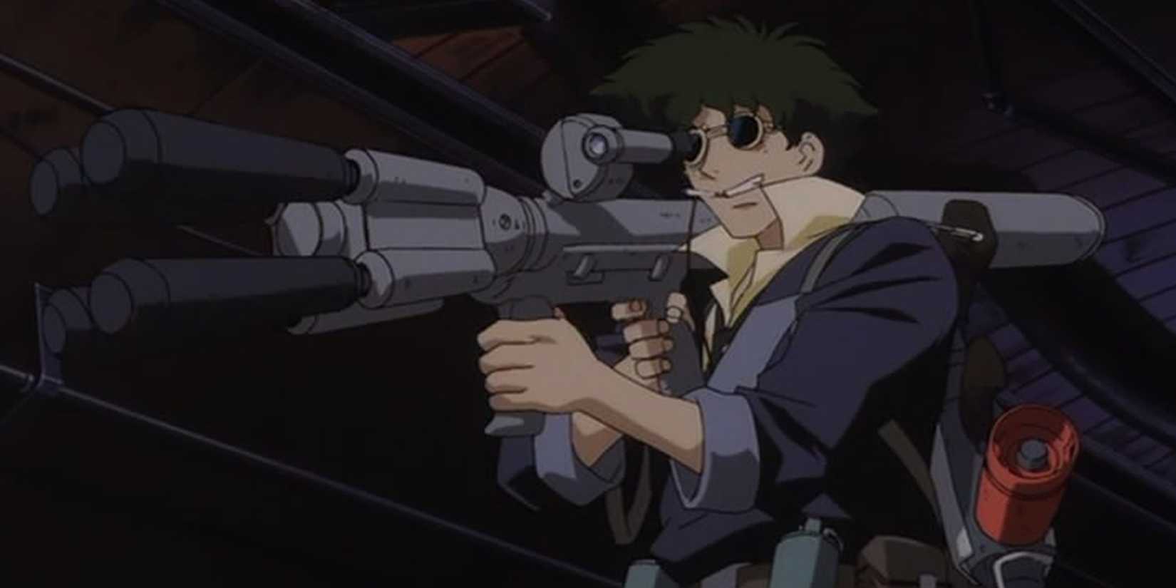 Spike with a giant gun in Cowboy Bebop