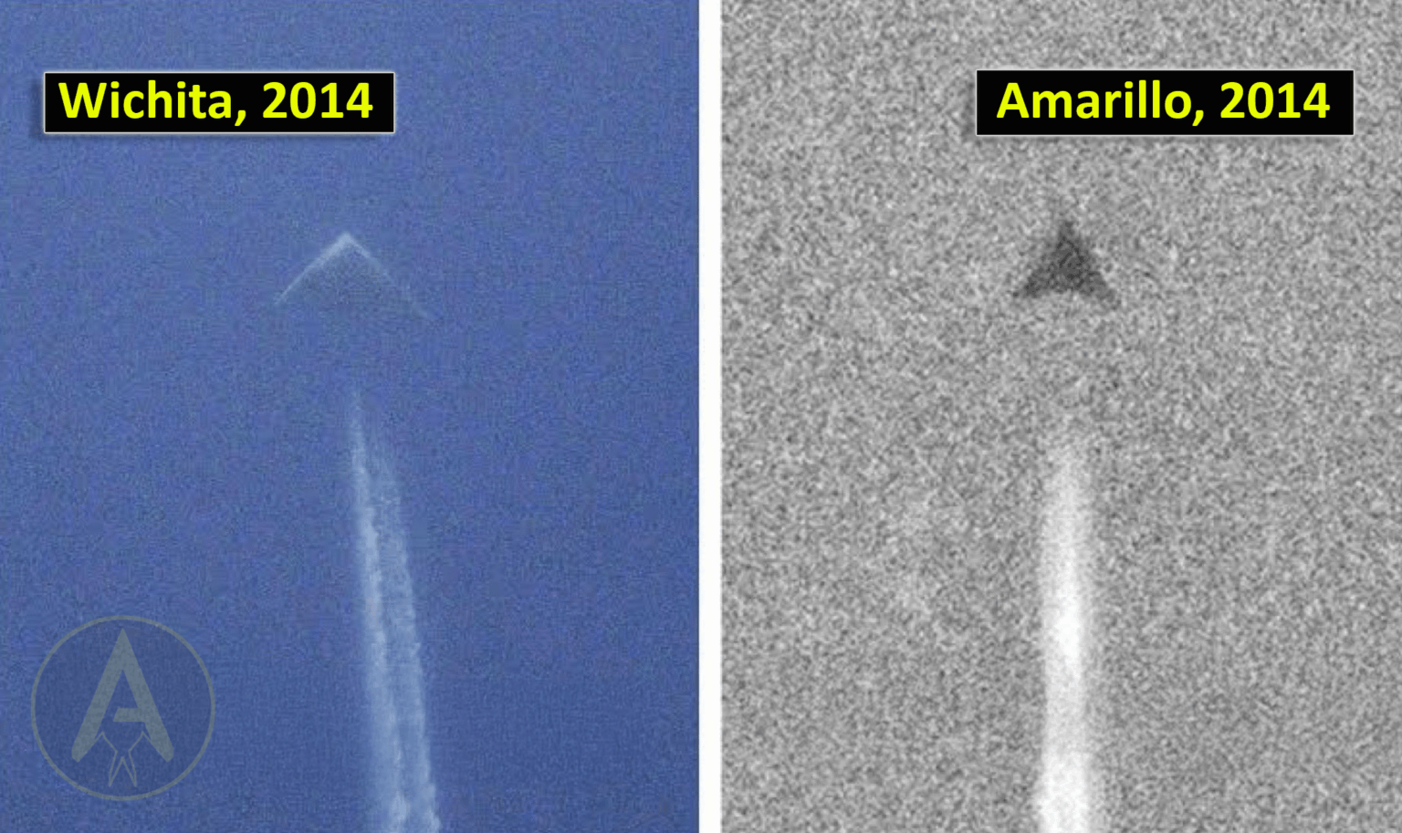 The Aviationist - A recent nighttime thermal image captured during flight activity near Groom Lake shows a sharply triangular aircraft that resembles an unexplained platform photographed over Wichita and Texas in 2014