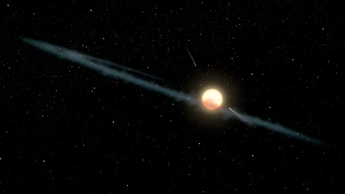 Illustration showing a ring of dust orbiting Tabby's Star. Credit: NASA/JPL-Caltech