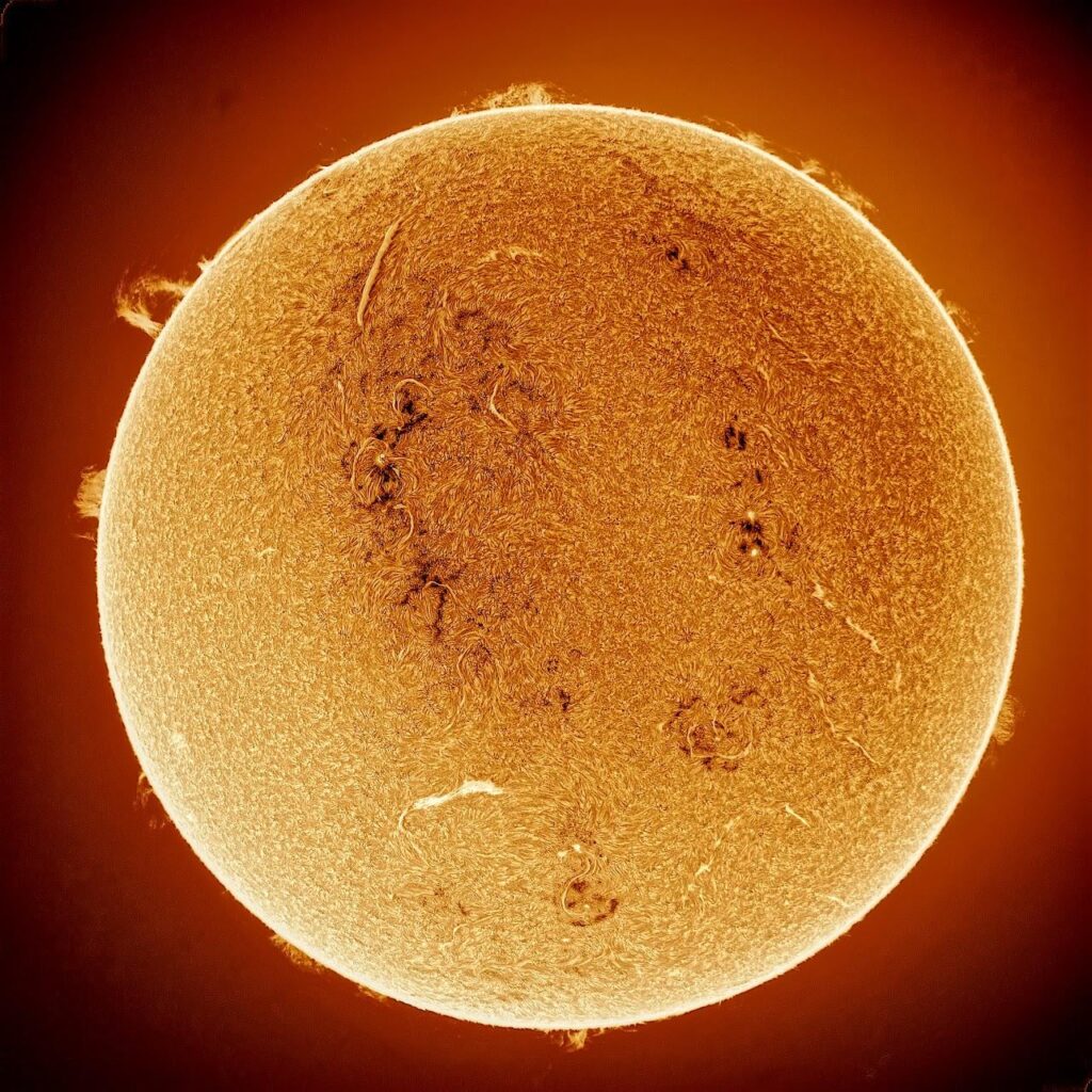 Hydrogen alpha view of the Sun by Mark Johnston