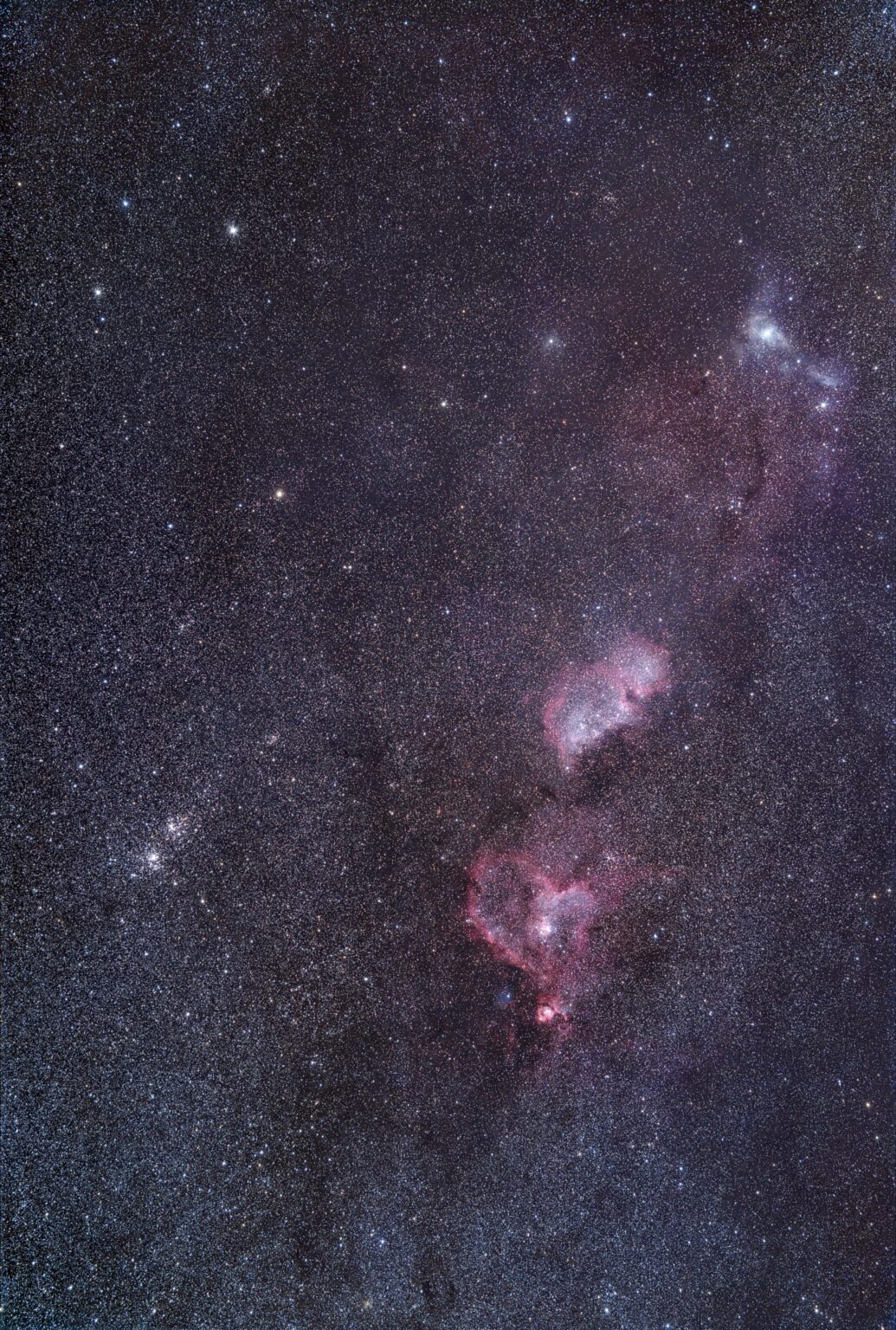 Perseus nebula & clusters 135mm wide field bortle4 (stock dslr)