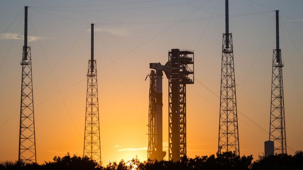 NASA astronauts Cmdr. Jessica Meir and pilot Jack Hathaway, and mission specialists European Space Agency (ESA) astronaut Sophie Adenot, and Roscosmos cosmonaut Andrey Fedyaev will climb into the Falcon 9 to take off from Space Launch Complex 40 at Cape Canaveral Space Force Station. They will spend eight months on the International Space Station. (NASA)