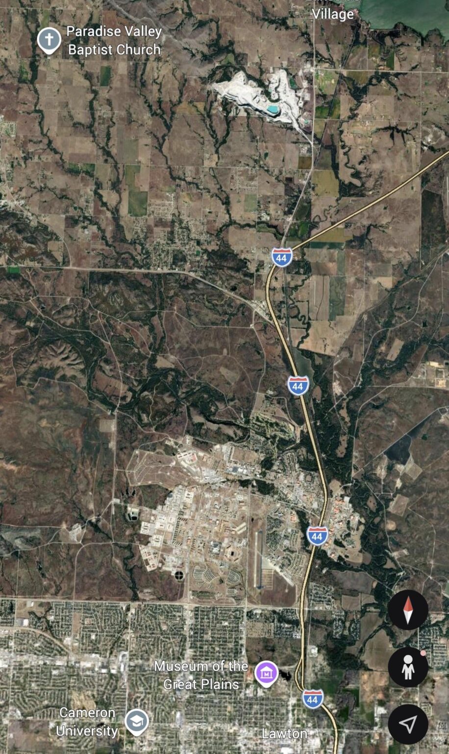Location of buried UFO near Fort Sill/Lawton