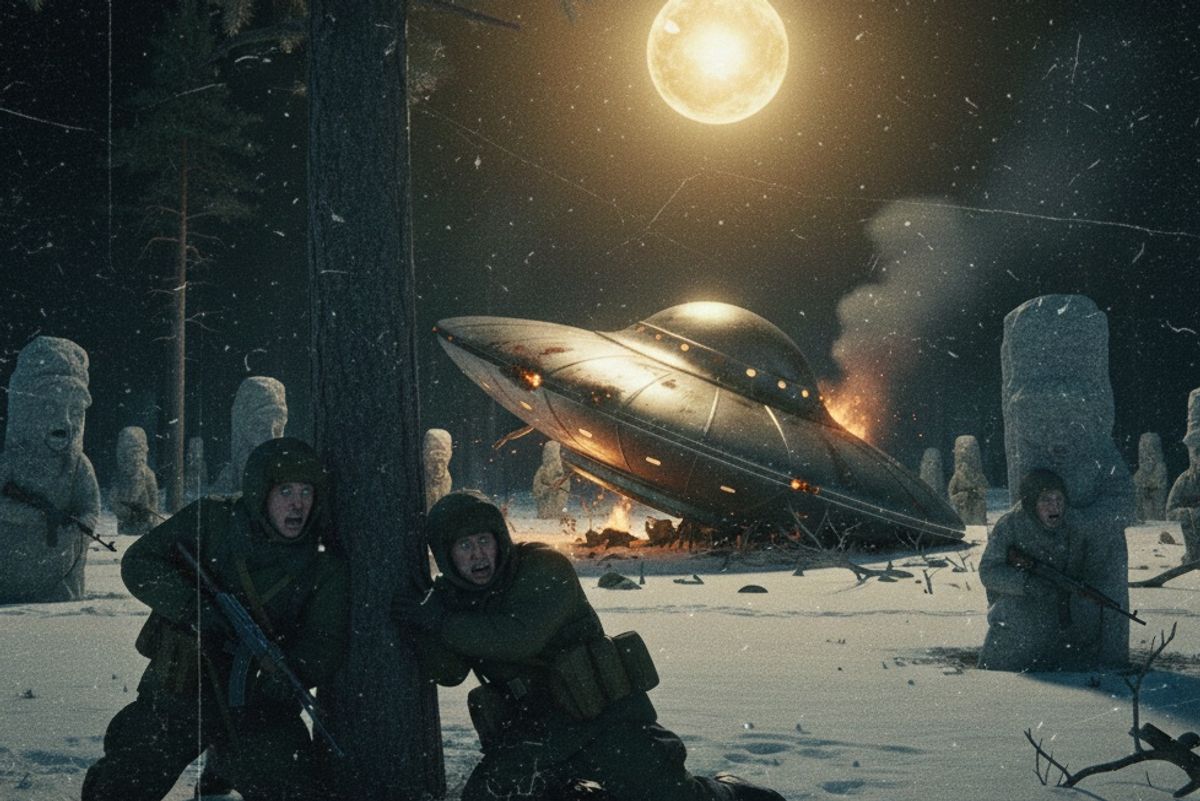 Remains of the UFO and the petrified troops were transferred to a secret scientific research institution