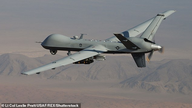 The recording was made by a MQ-9 Reaper drone (Pictured) controlled by the US Air Force