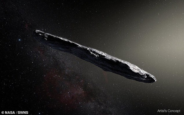 Pictured is an artist impression of the first known interstellar visitor, the object 'Oumuamua, was detected on October 19, 2017, as it passed through the inner Solar System