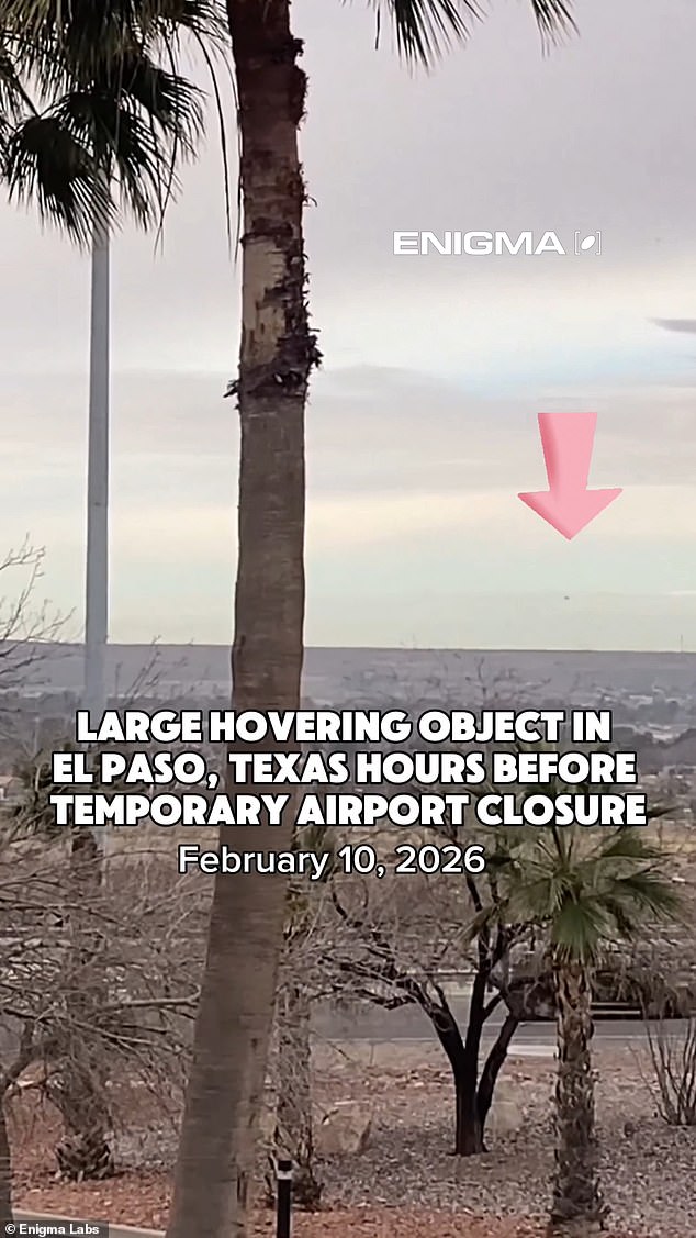 Video taken of an alleged craft hovering over El Paso, Texas was shared by the UFO reporting app Enigma