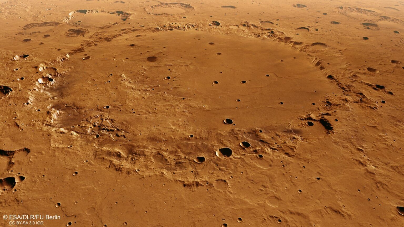 ESA showed a flight over the southern highlands of Mars