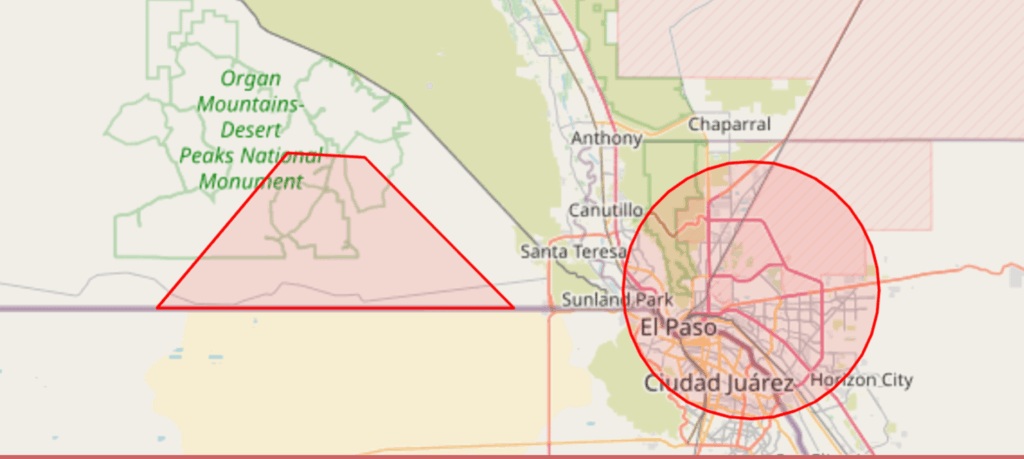 El Paso; Presumably Fort Bliss (1 AD) As Well - FAA Citing National Defense: All airspace restricted, for 10 days according to guidelines that dropped in the late night.