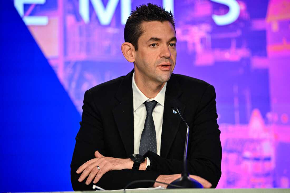 NASA Administrator Jared Isaacman speaks during a press conference to discuss the Artemis II mission at the Kennedy Space Center in Cape Canaveral, Fla., on Friday. NASA said it would revise its Artemis lunar program, which has suffered multiple delays in recent years, to ensure Americans can return to the Moon's surface by 2028.