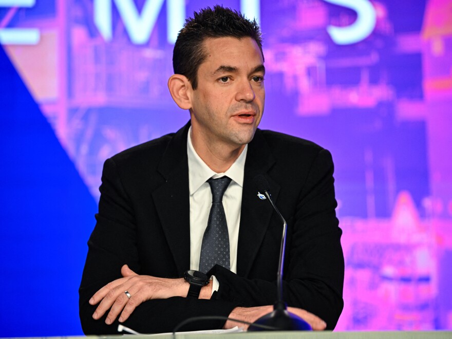 NASA Administrator Jared Isaacman speaks during a press conference to discuss the Artemis II mission at the Kennedy Space Center in Cape Canaveral, Fla., on Friday. NASA said it would revise its Artemis lunar program, which has suffered multiple delays in recent years, to ensure Americans can return to the Moon's surface by 2028.