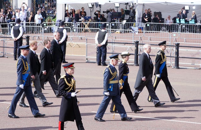 Andrew with his family at the funeral of the late Elizabeth II
