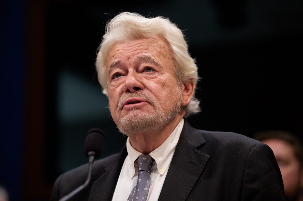George Knapp testifying during a House Oversight Committee hearing on Unidentified Aerial Phenomena (UAP).
