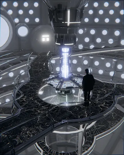Concept art for Doctor Who showing inside of the TARDIS