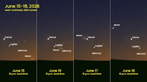June 15-18 - Venus Jupiter Mercury Moon