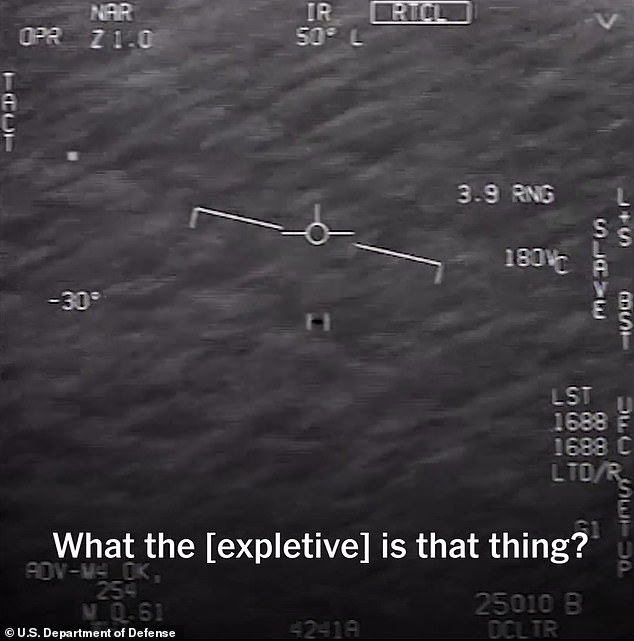 In 2015, pilots and radar operators aboard the USS Roosevelt recorded two high-speed UFO encounters, nicknamed GoFast (pictured) and Gimbal