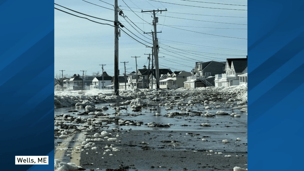 Wells, ME flood debris{ }(WGME).