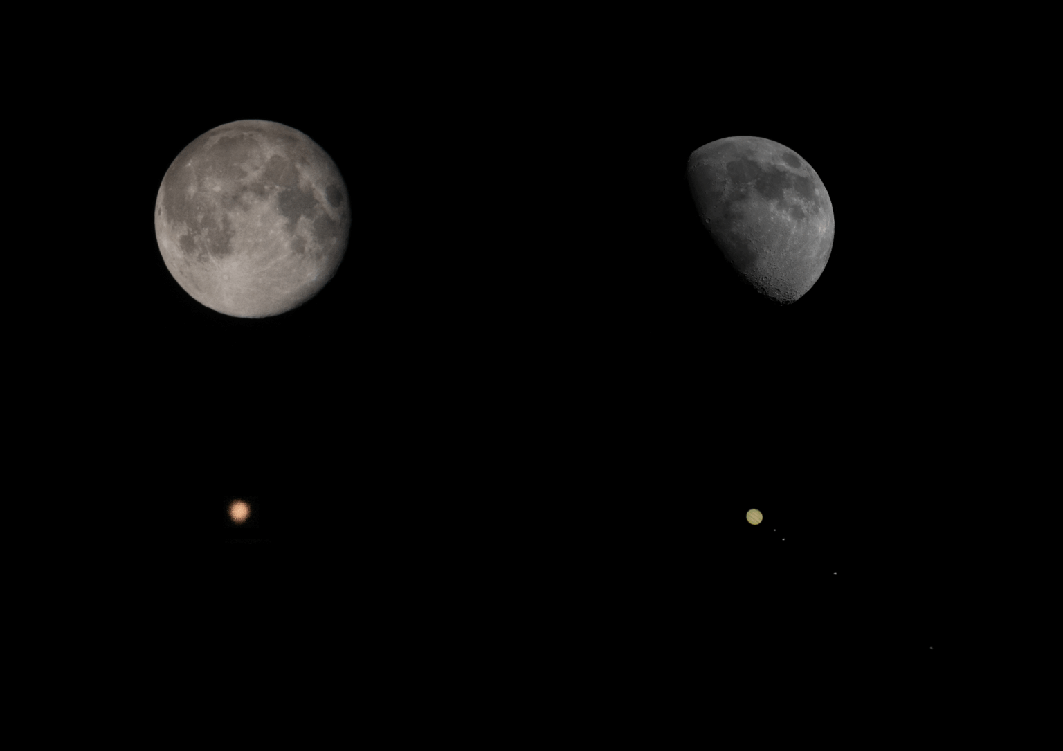The moon and Jupiter