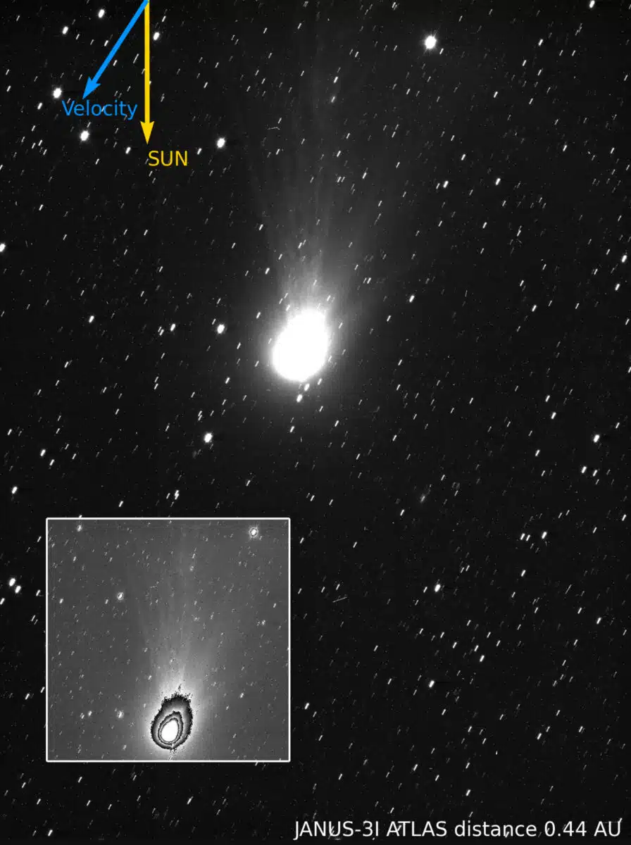First Glimpse Of Comet 3i Atlas From Juice Science Camera Pillars