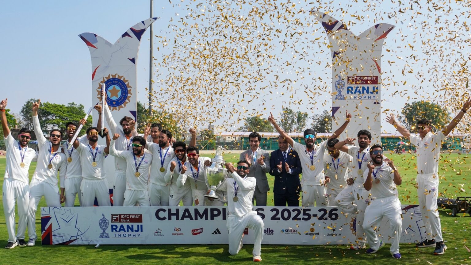 The seam comet, the midnight opener, and 66 years of waiting — J&K’s Ranji Trophy story has it all Jammu & Kashmir won their maiden Ranji Trophy title. (PHOTO: PTI)
