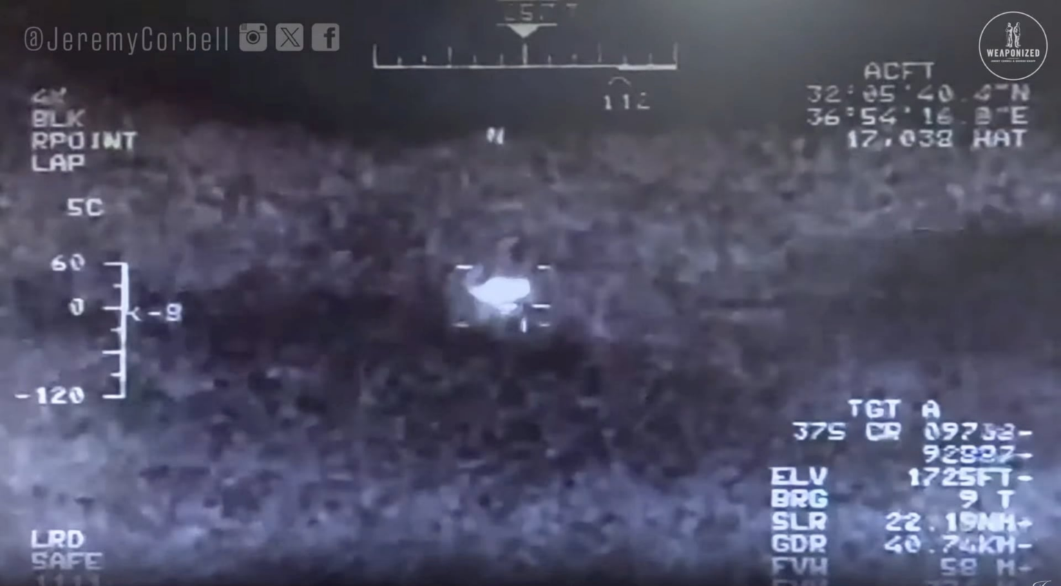 New US Military UFO footage from Syria in 2021 filmed from MQ-9 Reaper Drone - UFO appears to show Instantaneous Acceleration after the drone locks onto it, making a hard turn and shooting off instantly.