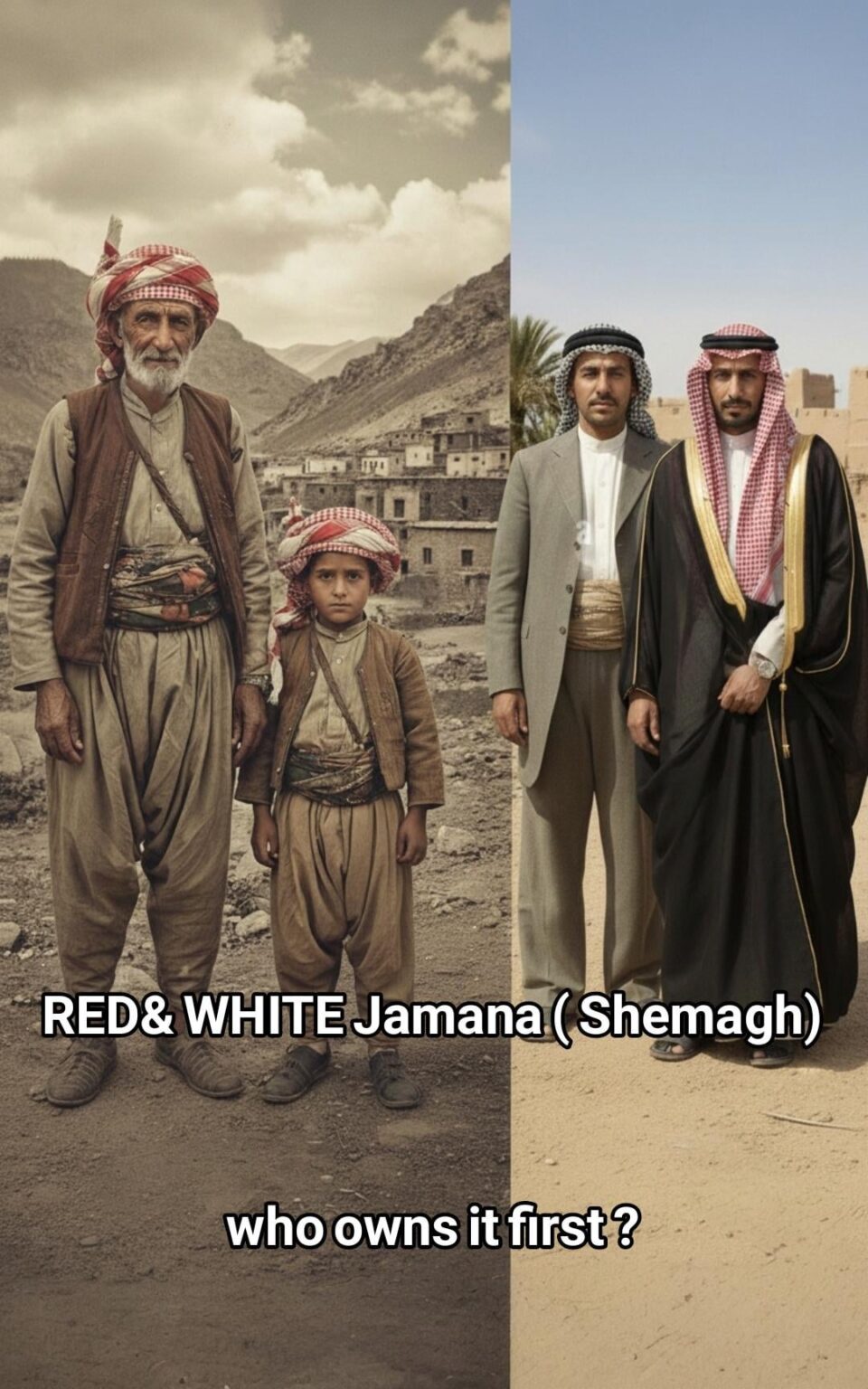 Who owns ( red & white ) Jamana ( red scarf & Shemagh) first Arab or kurdish ?
