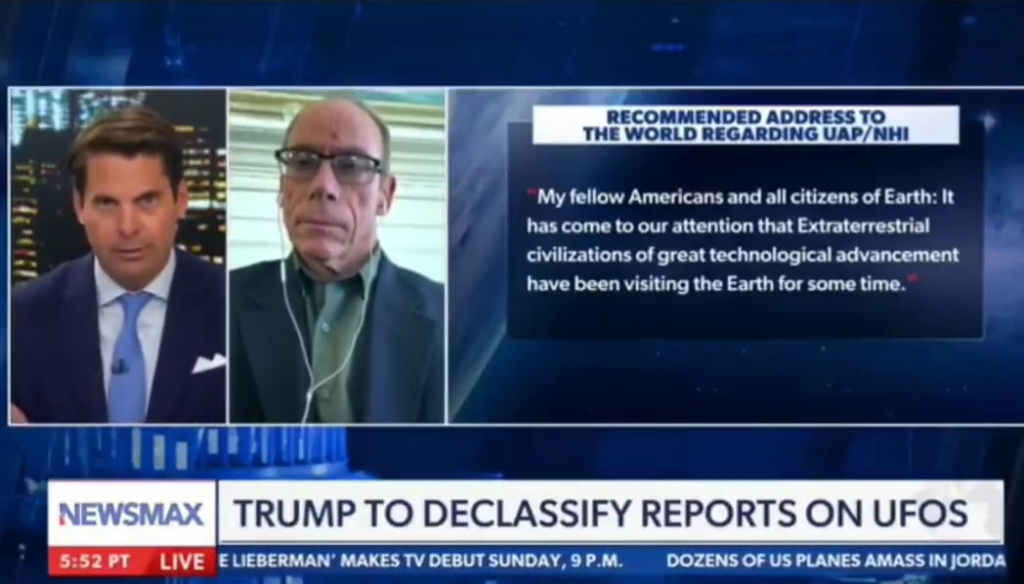 Dr. Steven Greer says he has prepared a speech for President Trump to announce the existence of aliens visiting our world for a millennium..