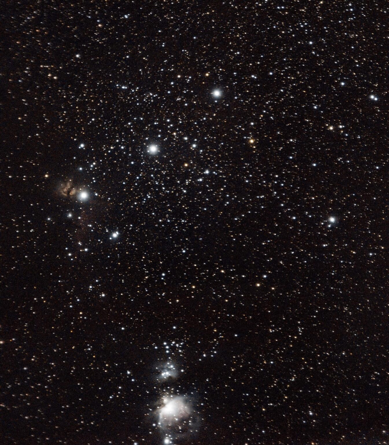 Orion belt with Orion nebula