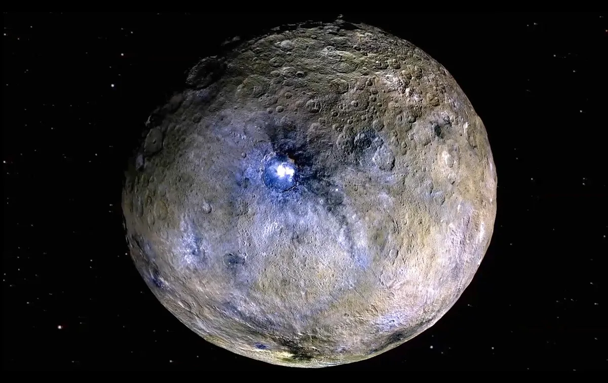 Could Ceres once have hosted life in its liquid ocean? Image of the dwarf planet captured by NASA's Dawn mission, showing the strange, bright deposits on its surface. Credit: NASA/JPL-Caltech/UCLA/MPS/DLR/IDA