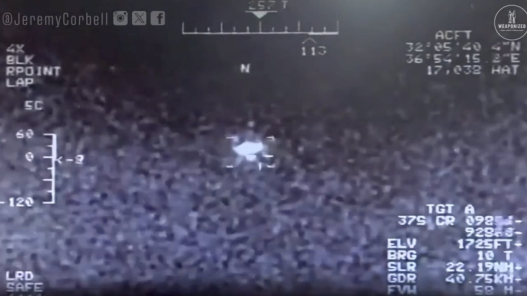 New US Military UFO footage from Syria in 2021 filmed from MQ-9 Reaper Drone - UFO appears to show Instantaneous Acceleration after the drone locks onto it, making a hard turn and shooting off instantly.