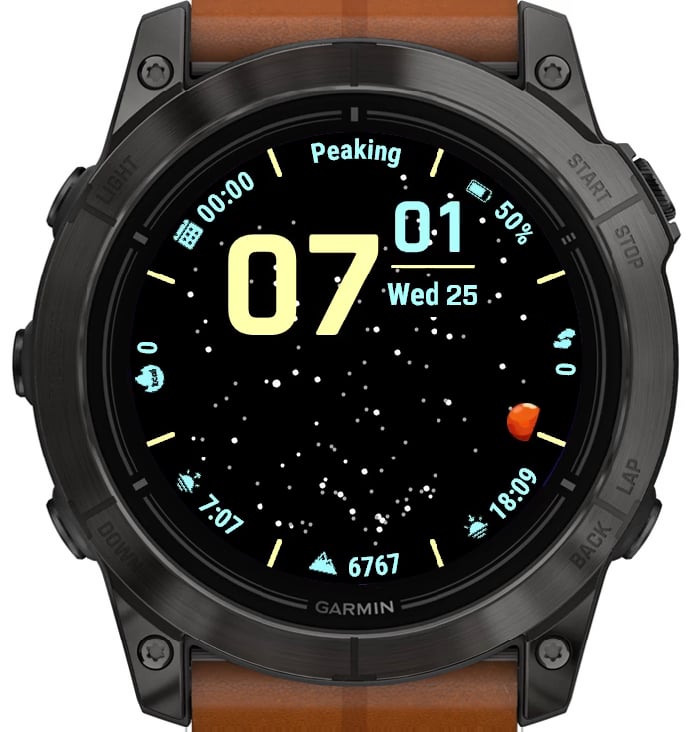 I made a watch face for Garmin watches that shows you the sky and planets in real time
