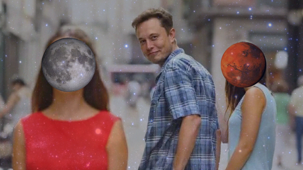 Elon Musk announced a pivot from Mars to the Moon. People are unimpressed Elon Musk announced a pivot from Mars to the Moon. People are unimpressed