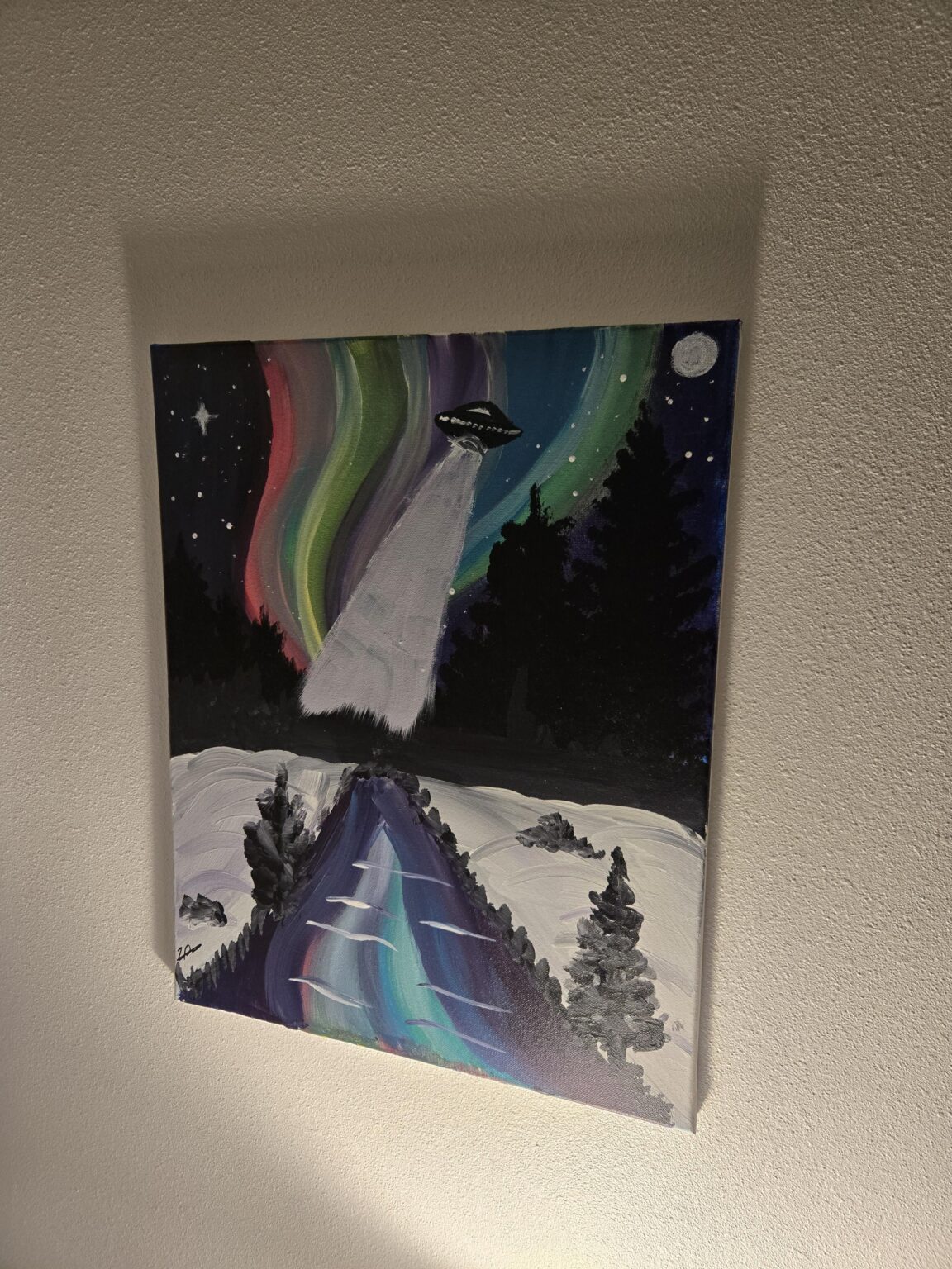 Wife and I did a "Sip n Paint" at a winery recently for our anniversary, and I added a UFO to mine 🛸