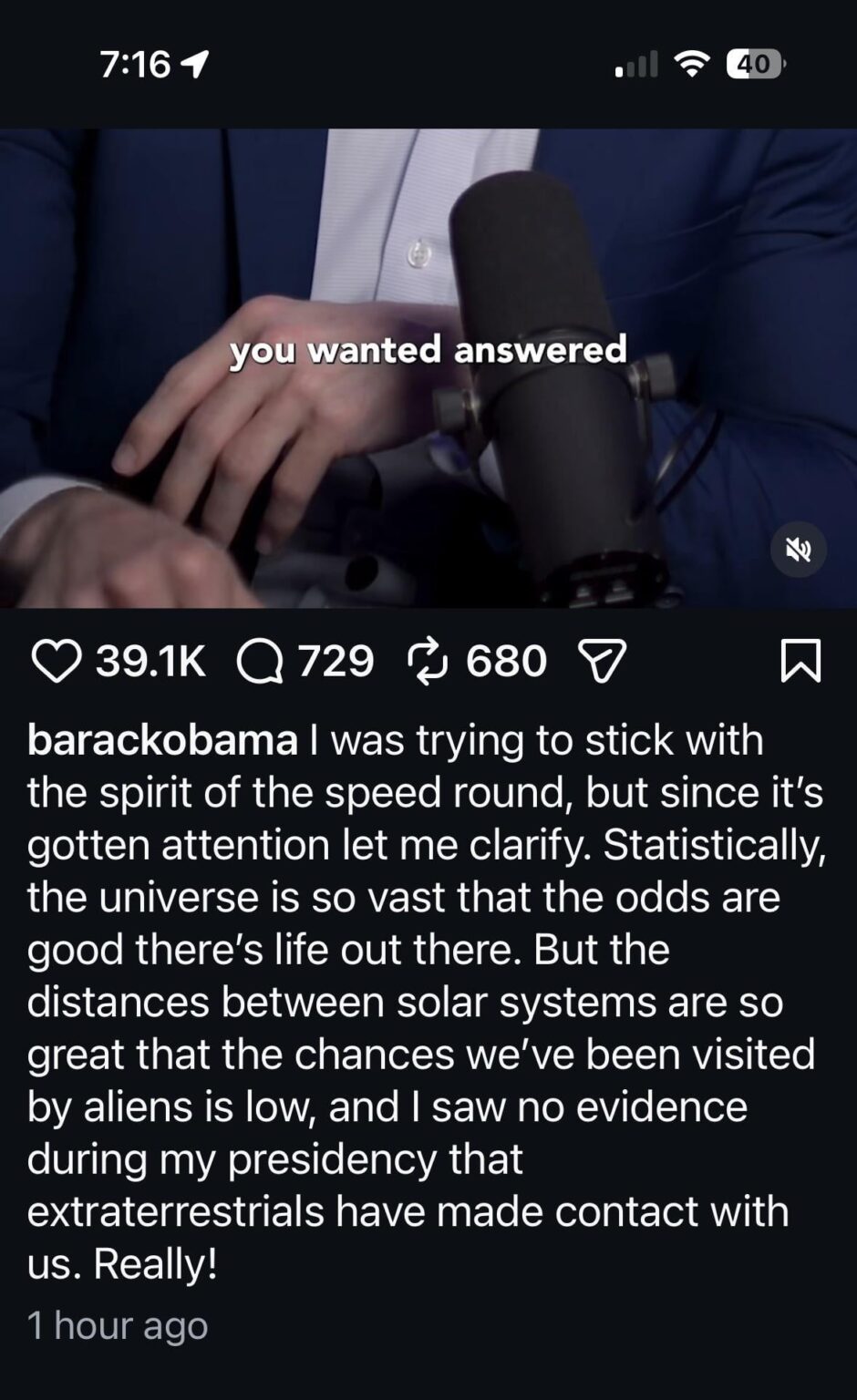 Obama Clarifies his remarks about aliens!