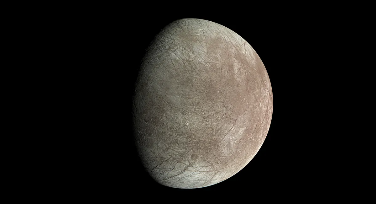 Image of Jupiter’s moon Europa captured by NASA's Juno spacecraft during a flyby on 29 Septemebr 2022. Image data: NASA/JPL-Caltech/SwRI/MSSS. Image processing: Björn Jónsson (CC BY 3.0)