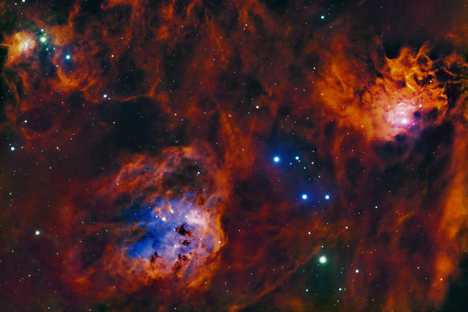 IC417, IC410, and IC405 in HOO+