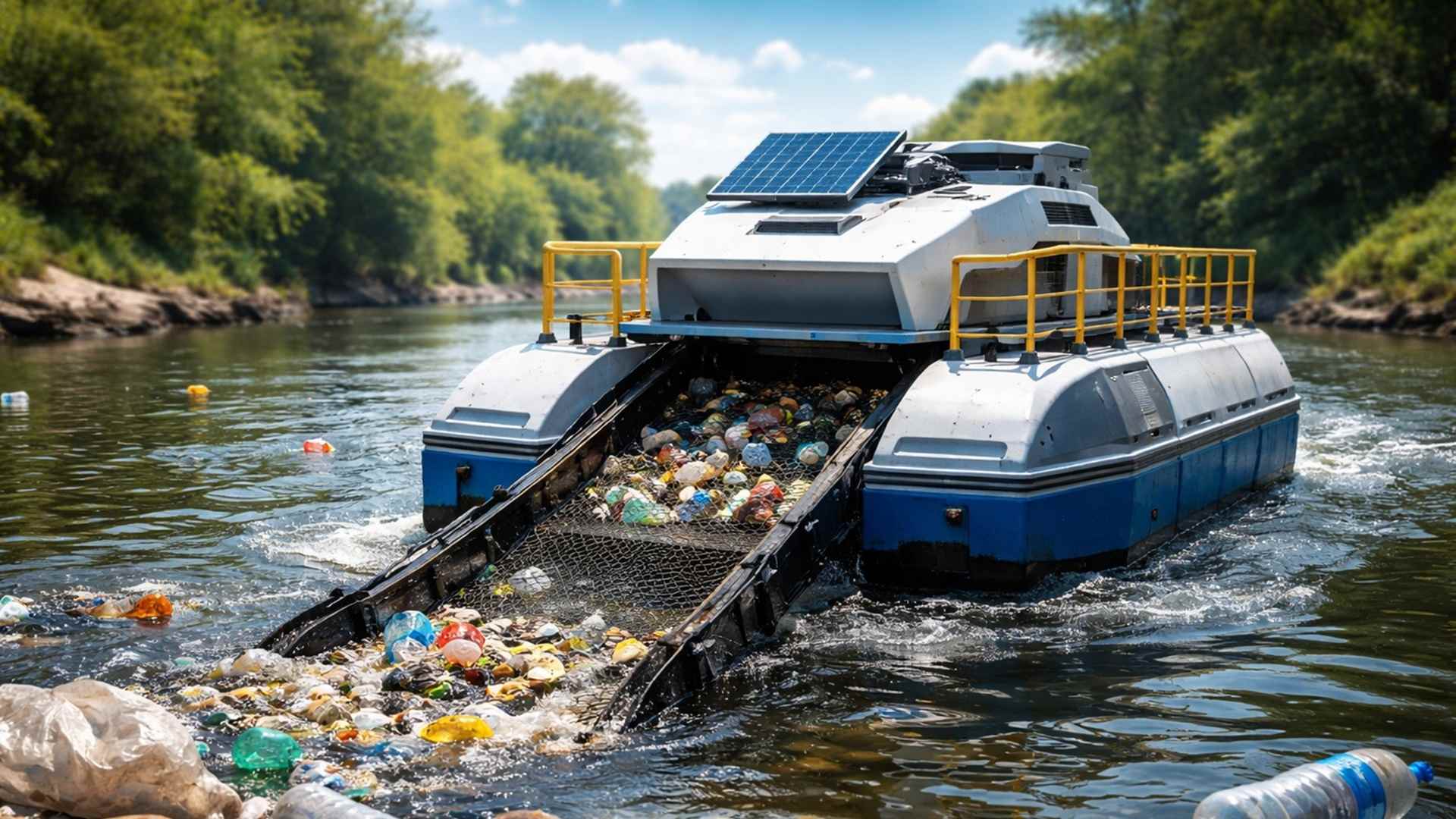 Robôs como Interceptor e WasteShark removem lixos do rio em projetos que ajudam a combater a poluição e proteger ecossistemas aquáticos ao redor do mundo