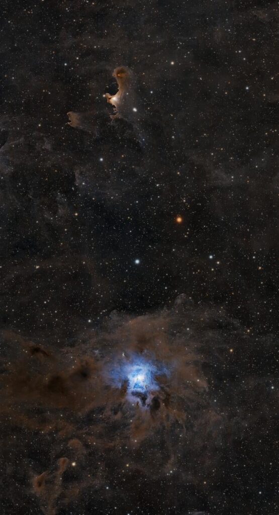 NGC 7023 The Iris Nebula & Sh2-136 The Ghost Nebula in LRGB