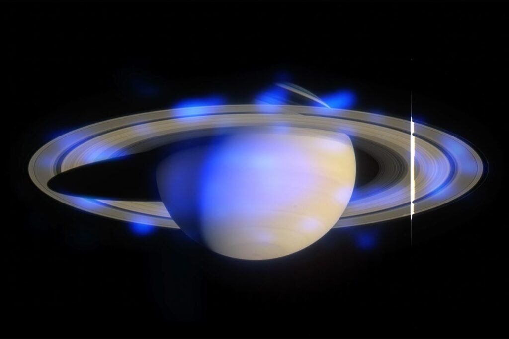 Sonification of Saturn using data from the Chandra X-ray Observatory. Credit: X-ray: NASA/MSFC/CXC/A.Bhardwaj et al.; Optical: NASA/JPL-Caltech/SSI; Sonification: NASA/CXC/SAO/K.Arcand, SYSTEM Sounds (M. Russo, A. Santaguida)