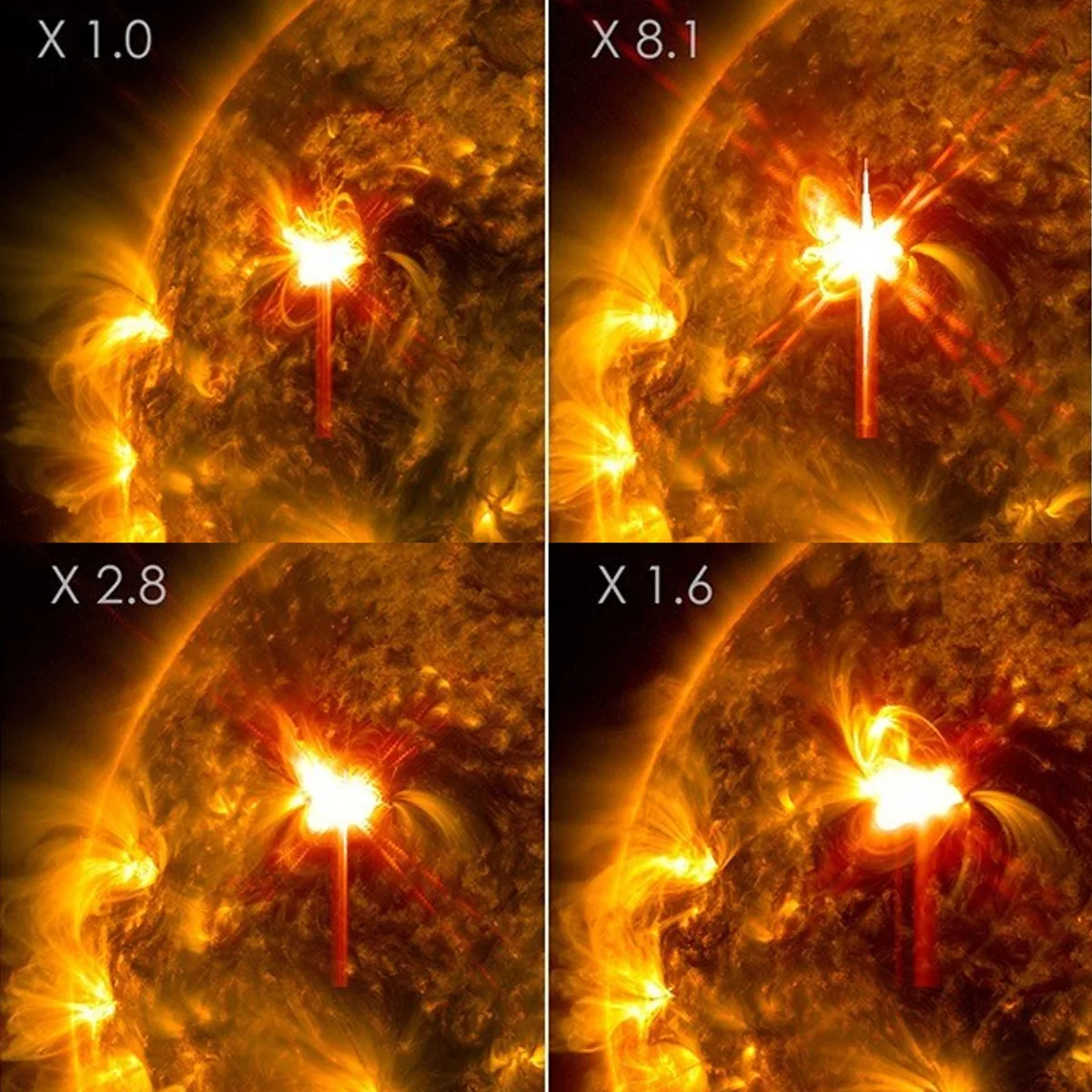 Images of solar flares on 1 and 2 February 2026 captured by NASA's Solar Dynamics Observatory. Credit: NASA/SDO