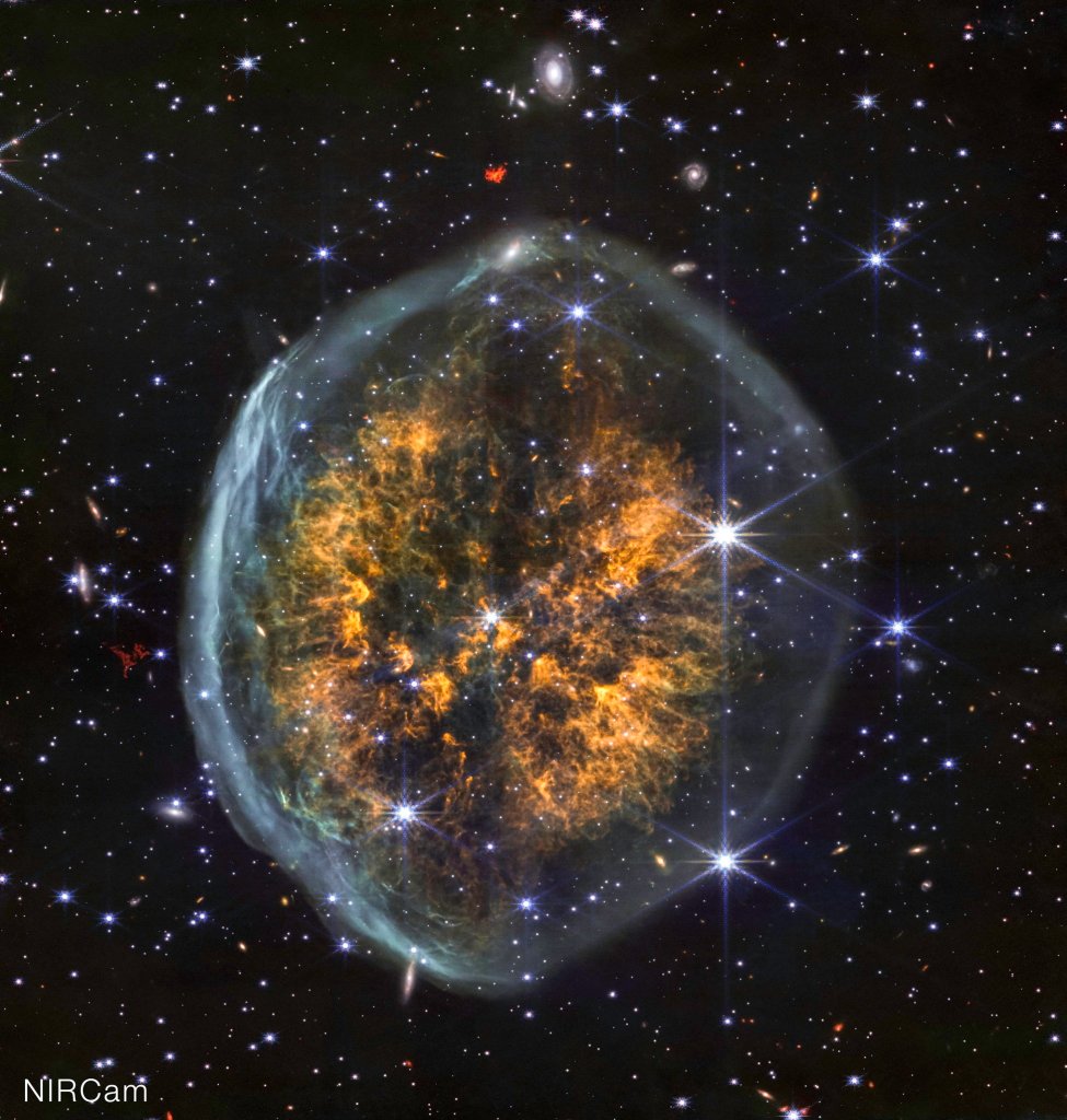 The "Exposed Cranium" nebula, PMR 1, resembling a brain encased in a transparent skull.