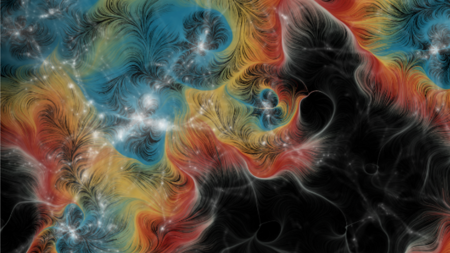 Astronomers have used fast radio bursts (FRBs)&mdash; brief, bright radio signals fromdistant galaxies&mdash; to pinpoint the location of the universe&rsquo;s &ldquo;missing&rdquo; matter in the spacebetween galaxies. This artist&rsquo;s conception depicts this ordinary matter in the warm, thin gas inthis region&mdash;called the intergalactic medium (IGM)&mdash; which has been difficult for scientists todirectly observe until now. Different colors of light travel at different speeds through space. Here,the artist has used blue to highlight denser regions of the cosmic web, transitioning to redderlight for void areas.