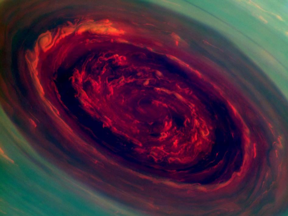 The red vortex at Saturn’s north pole – Cassini infrared view