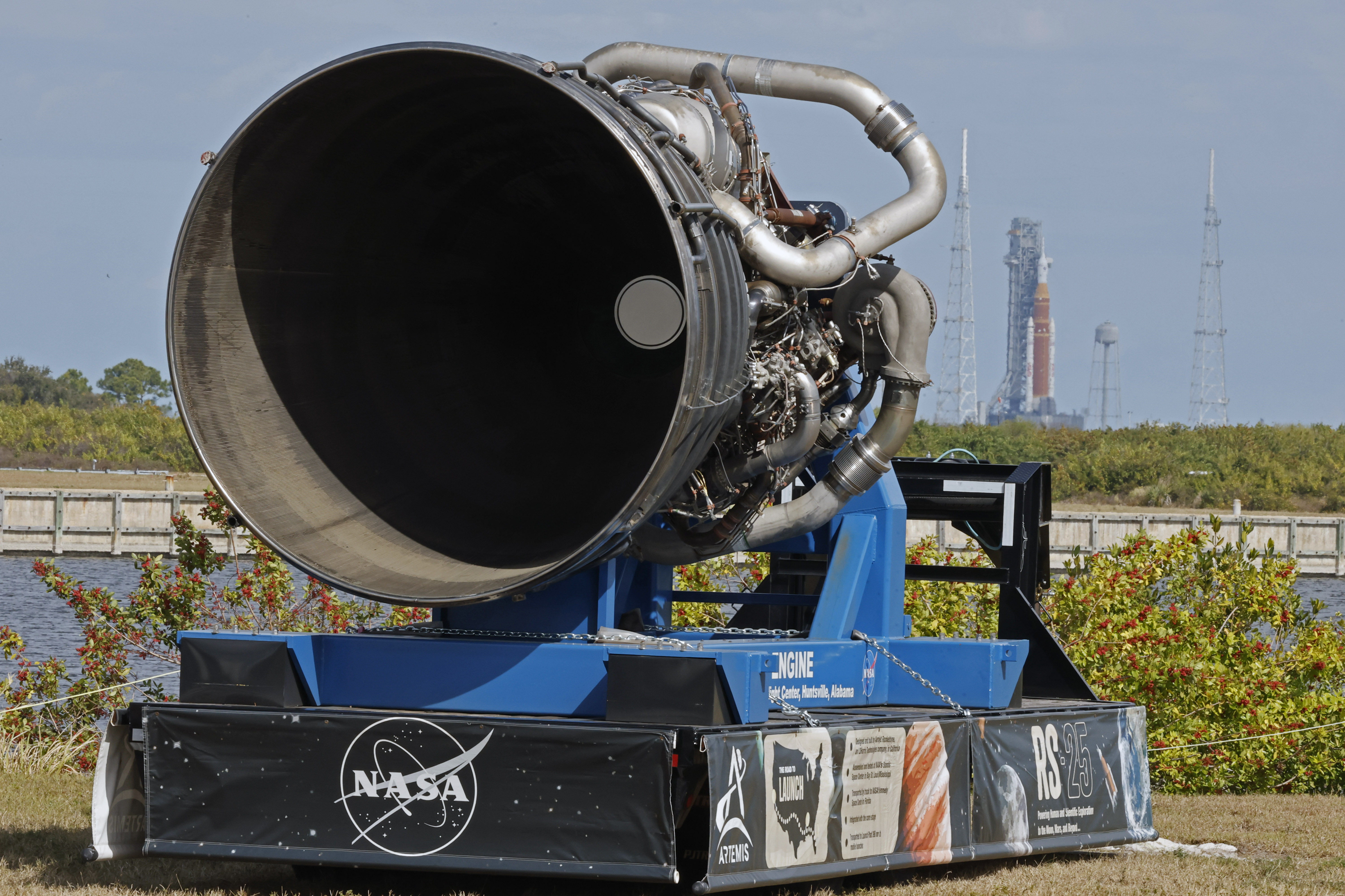 A RS-25 engine, used as the Space Shuttle Main Engine...
