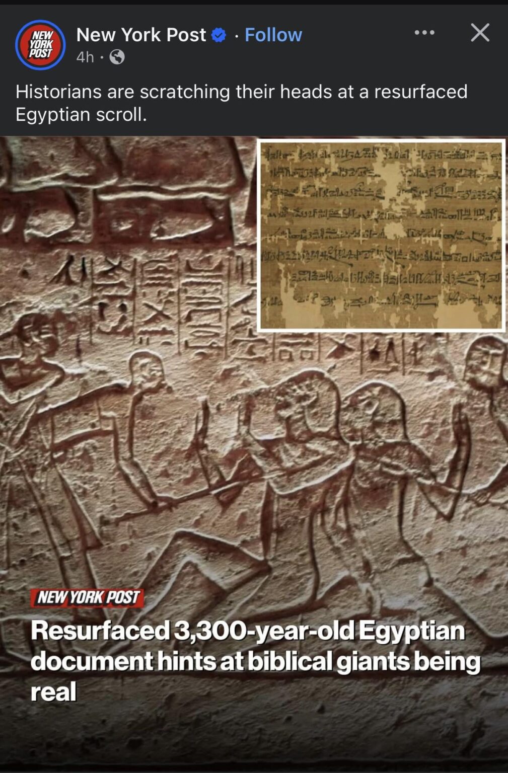 News: Resurfaced 3,300 year old Egyptian Document hints at Biblical Giants Being Real…
