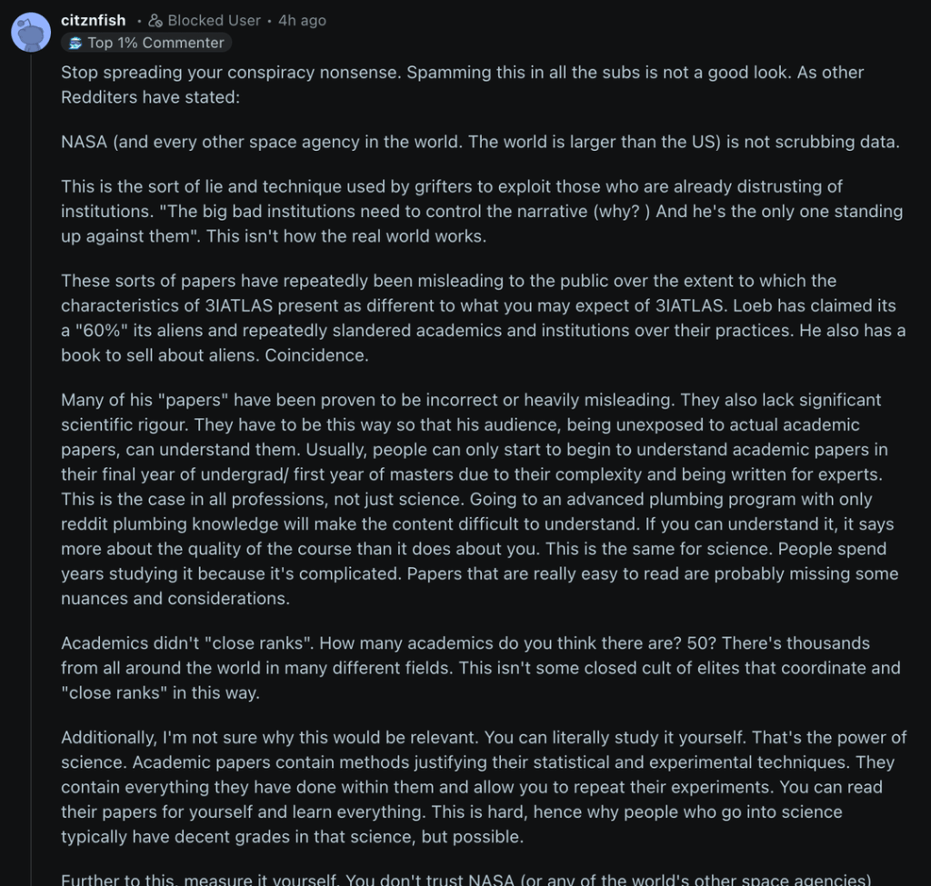 [Meta] Evidence of coordinated botting: Multiple accounts using identical scripts to slide 3I/ATLAS threads