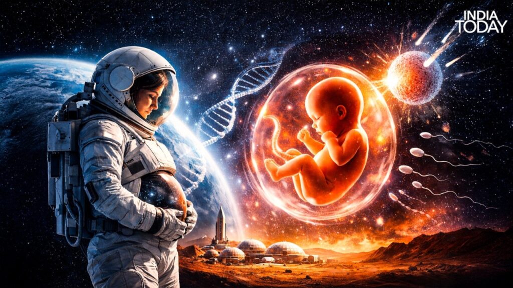 Can humans have babies in space? Here’s what science says We are planning to live on Mars, but our biology might not be ready. Here is why sexual health in space is a major policy blind spot for future missions. (Photo: Generative AI/Radifah Kabir/India Today)