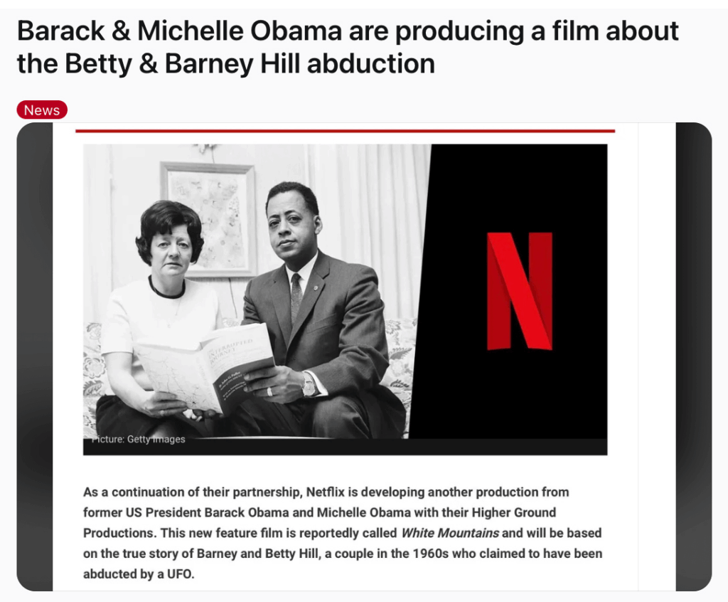 The Obamas are Producing a film about Betty & Barney Hill for Netflix The Obamas are Producing a film about Betty & Barney Hill for Netflix