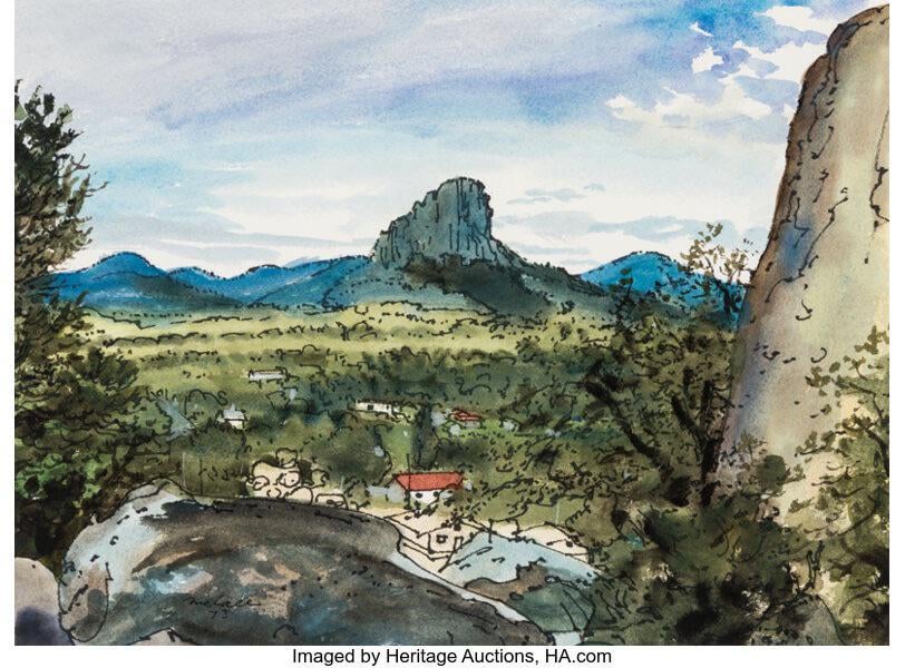 Robert McCall landscape from the 1970s. Interesting to see him outside his NASA work