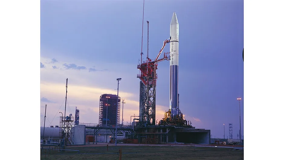 The Pioneer-10 spacecraft, ready to launch on board the Atlas-Centaur launch vehicle, 26 February 1972. Credit: NASA/Ames Research Center